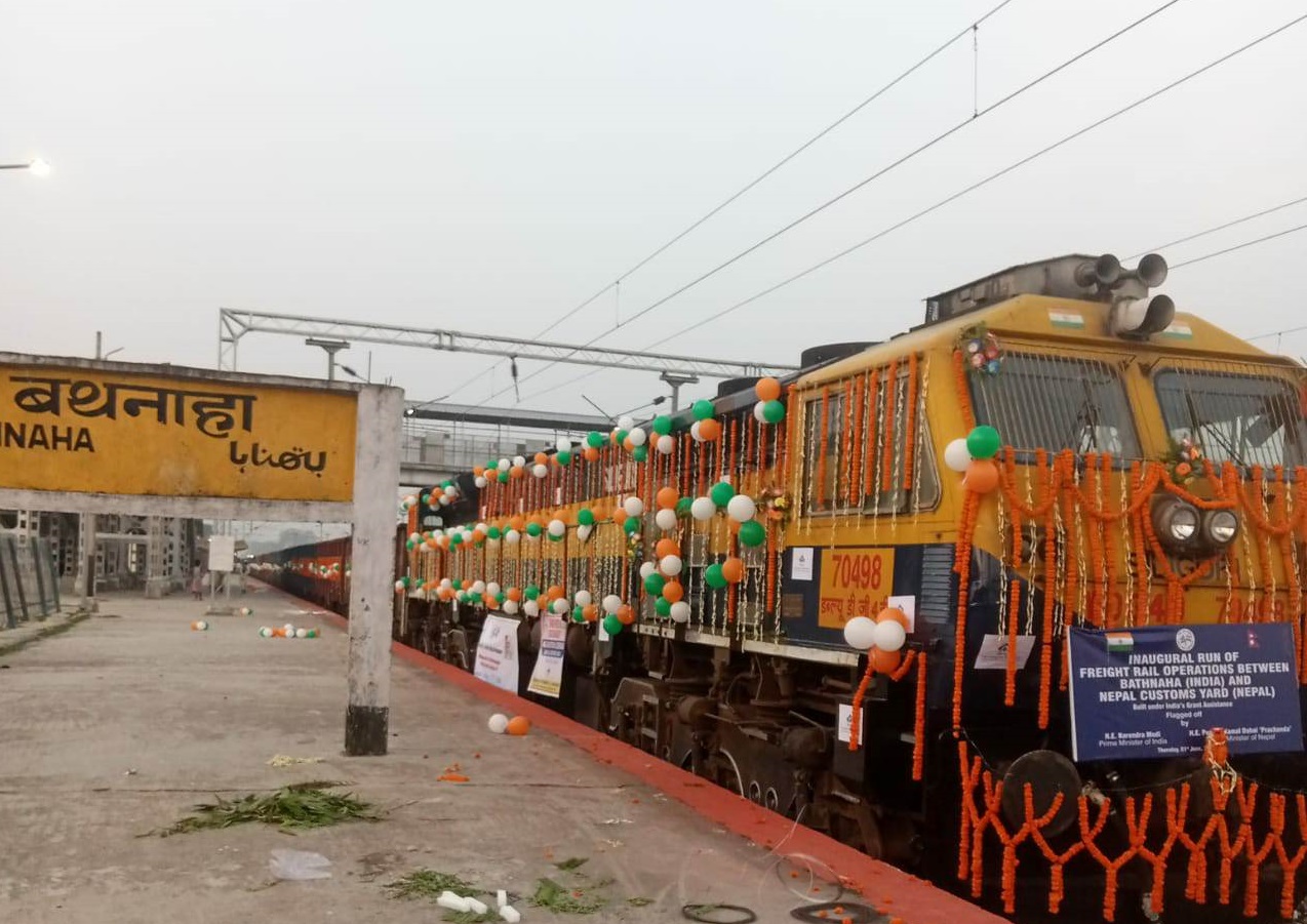 प्रधानमन्त्री द्वय प्रचण्ड र मोदीले उद्घाटन गरे विराटनगरको रेल
