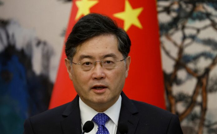 FILE PHOTO: Chinese Foreign Minister Qin Gang attends a press conference after talks with his Dutch counterpart Wopke Hoekstra in Beijing